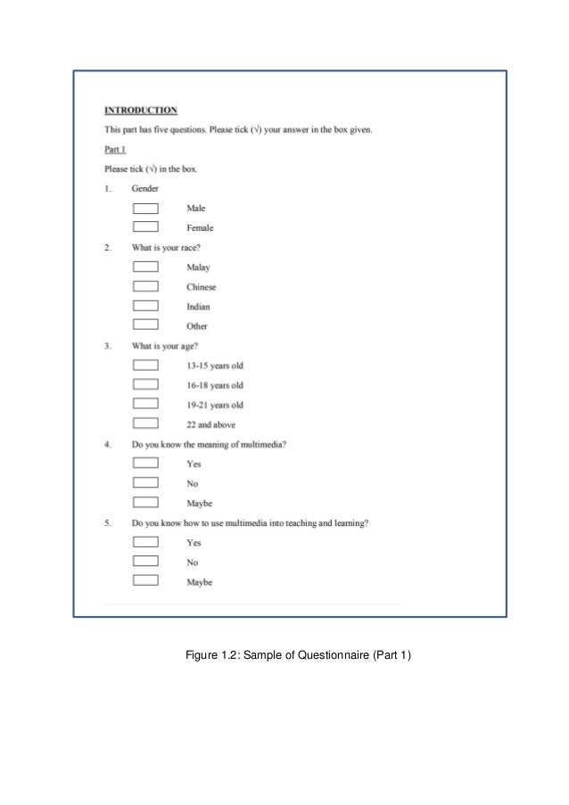 Questionnaire in research proposal
