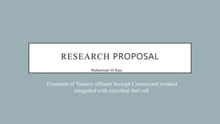 RESEARCH PROPOSAL
Treatment of Tannery effluent through Constructed wetland
integrated with microbial fuel cell
Muhammad Ali Raja
 