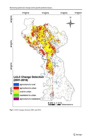 Monitoring spatial LULC changes and its growth prediction based…
1 3
Fig. 5  LULC changes between 2001 and 2016
 
