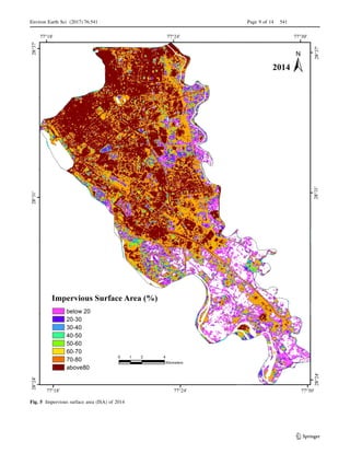 Fig. 5 Impervious surface area (ISA) of 2014
Environ Earth Sci (2017) 76:541 Page 9 of 14 541
123
 