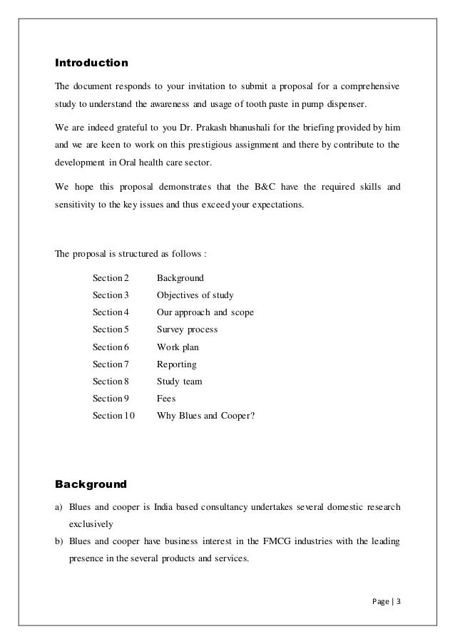 Toothpaste research proposal picture
