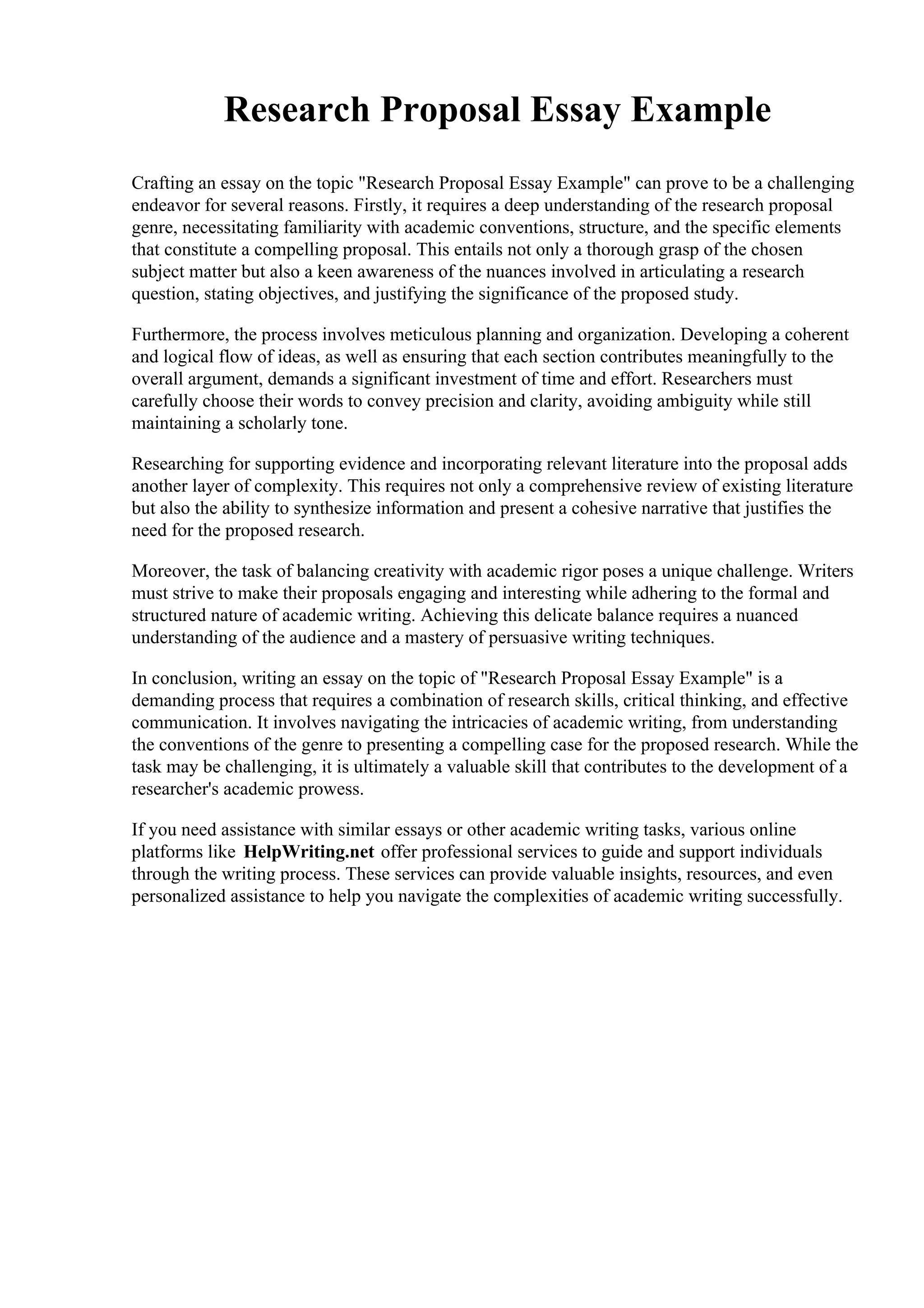 Research Proposal Essay Example. Lane Community College | PDF ...