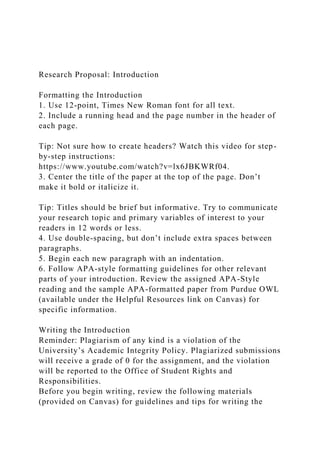Research Proposal IntroductionFormatting the Introduction .docx
