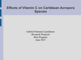 Effects of Vitamin C on Caribbean Acropora
Species
Gabriel Pastrana Castellanos
Research Proposal
Rise Program
June 2015
 