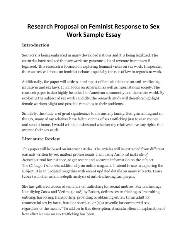 Research Proposal On Feminist Response To Sex Work Sample Essay