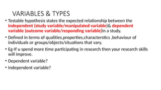 Study Variables In Research Examples RESEARCH QUESTION.pptx on module assessment | PPTX