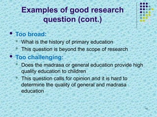Formulating Effective Research Questions, Objectives, and Hypotheses ...