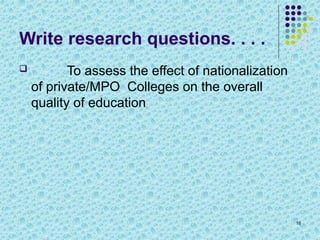 Formulating Effective Research Questions, Objectives, and Hypotheses ...