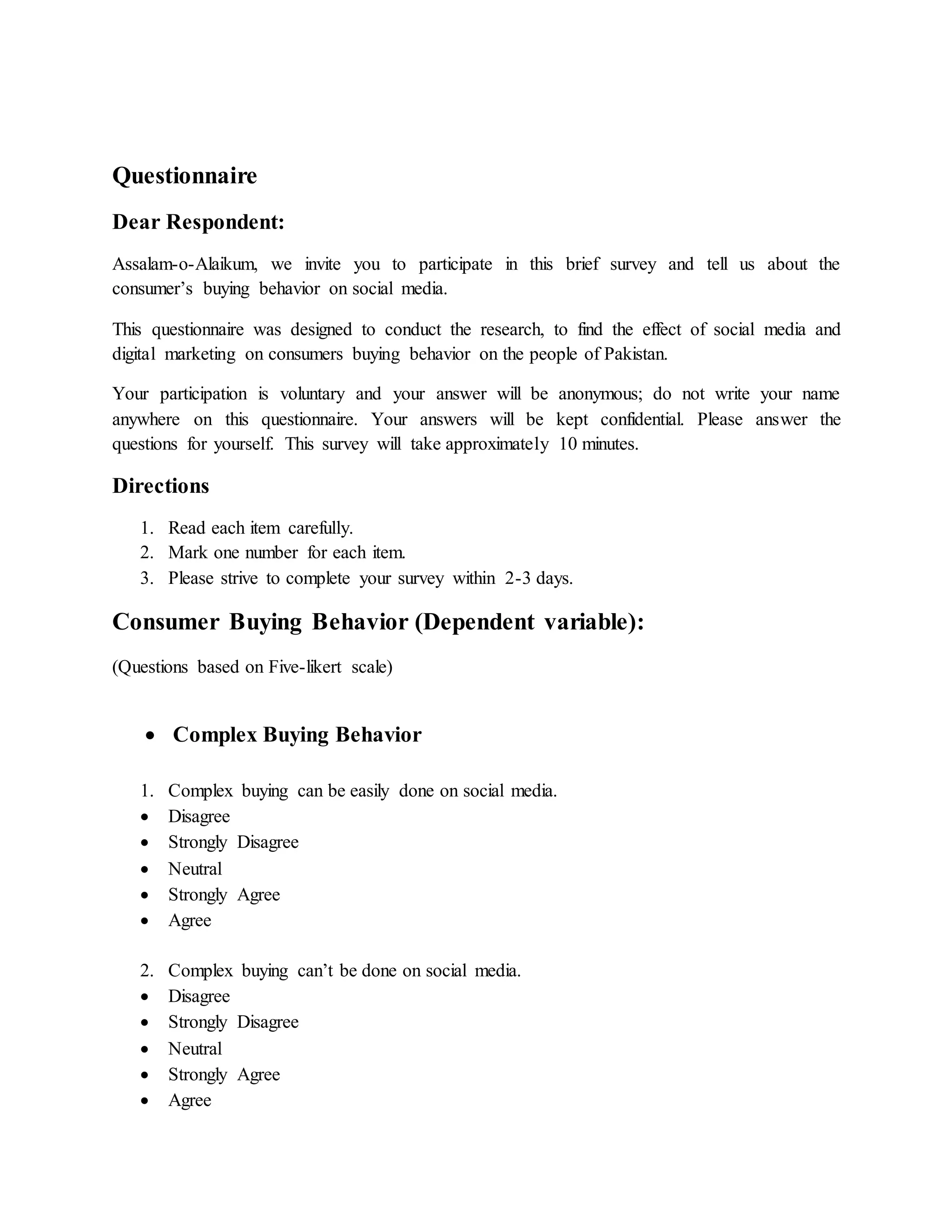 Research Questionnaires Direction Example Research Questionnaire.docx