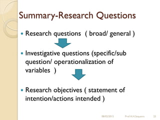 Research questions and research objectives | PDF