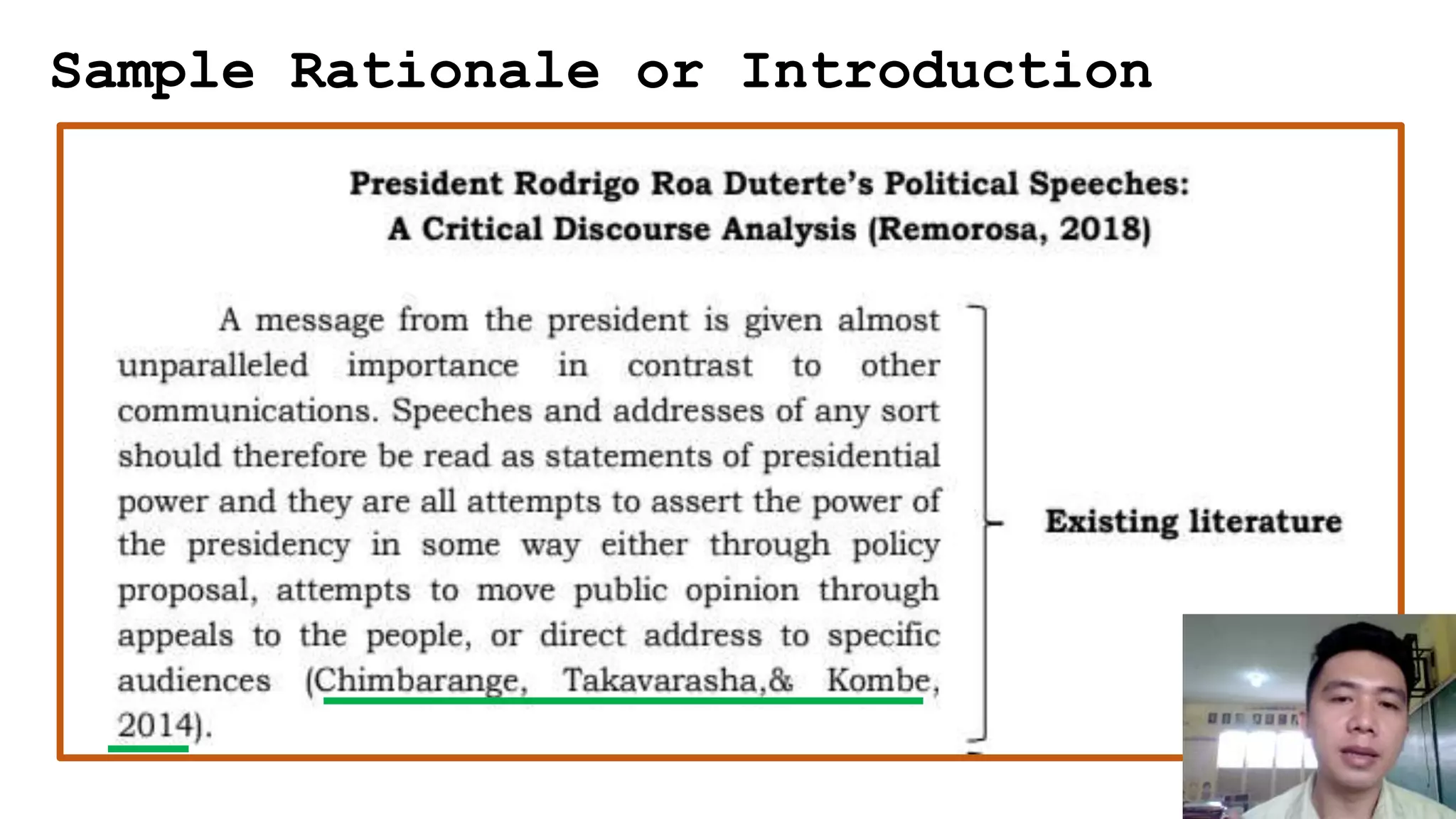 Sample Rationale or Introduction
 
