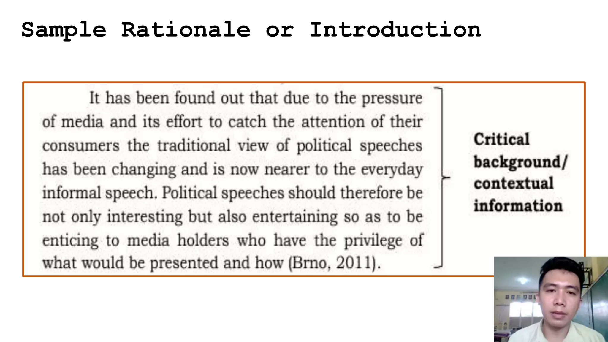 Sample Rationale or Introduction
 