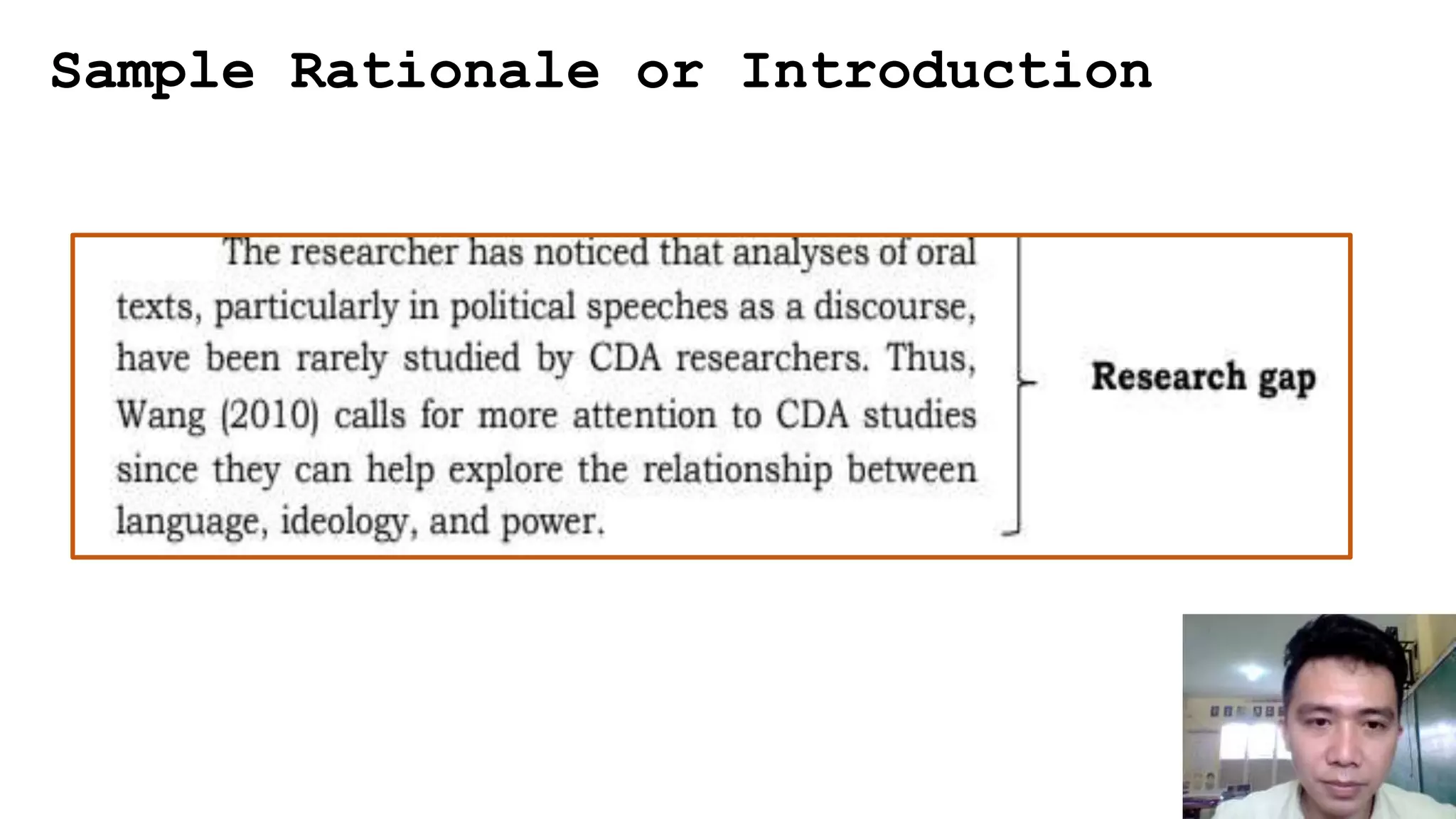 Sample Rationale or Introduction
 