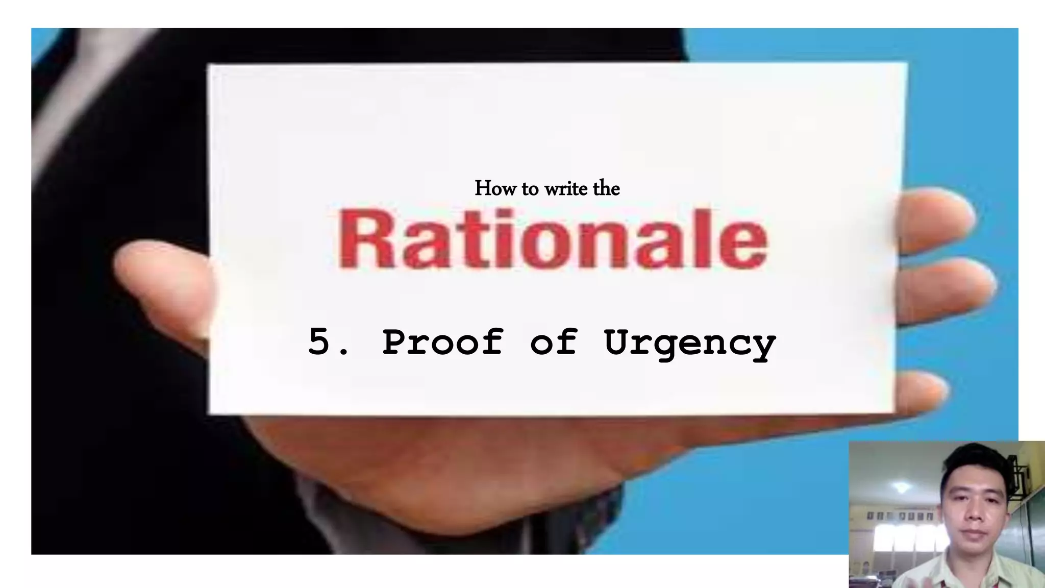 5. Proof of Urgency
How to write the
 