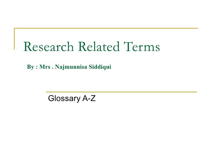 Nursing research terminology glossary