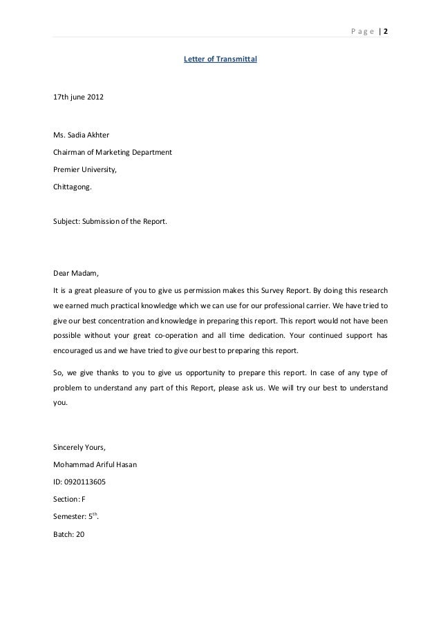 Transmittal letter template image