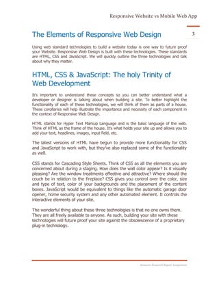 Responsive Web Design vs Mobile Web App | PDF image.