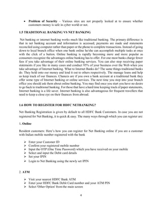 Research Report on Net banking with reference to HDFC Bank | PDF