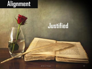 Alignment
Justified
@ Dr. K. Thiyagu 20
 