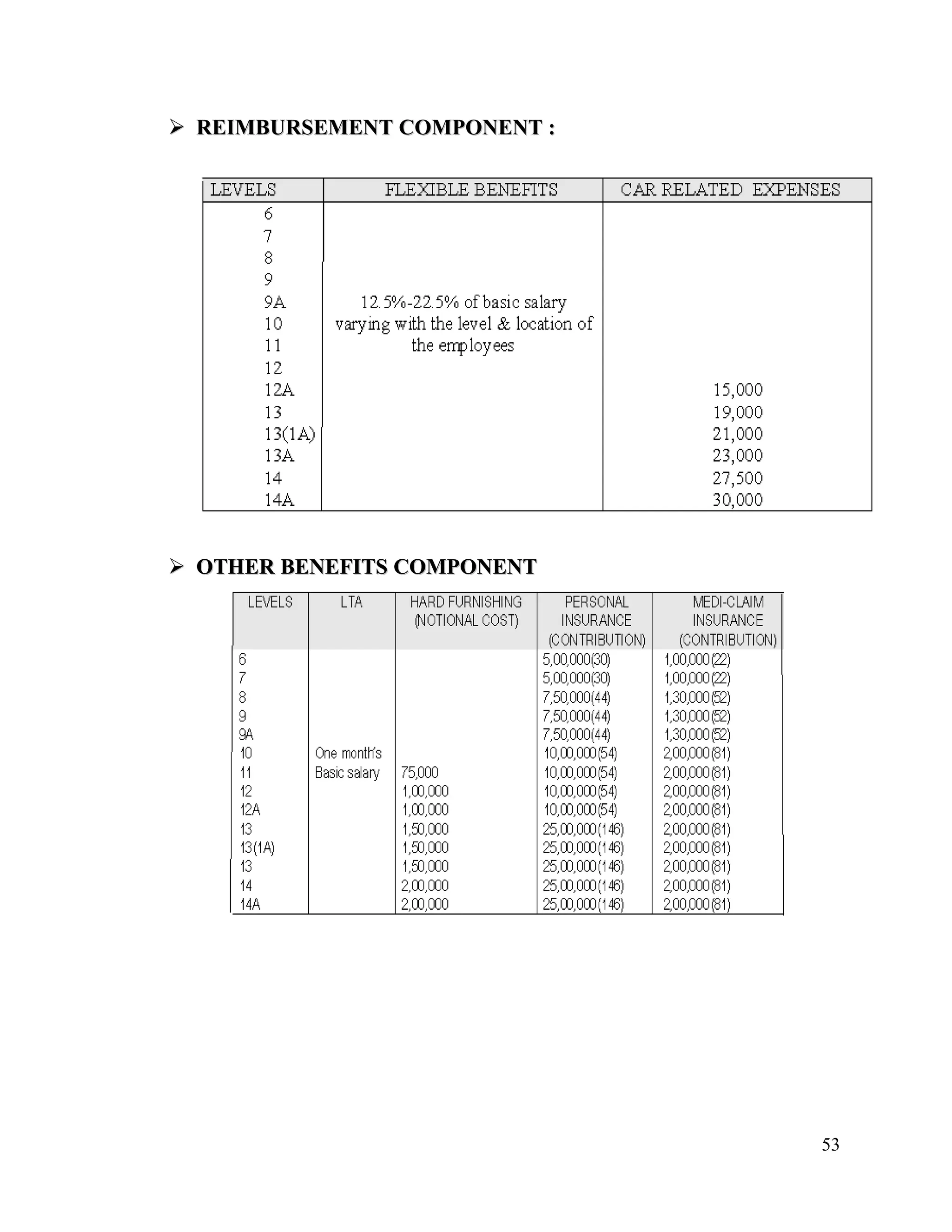  REIMBURSEMENT COMPONENT :REIMBURSEMENT COMPONENT :
 OTHER BENEFITS COMPONENTOTHER BENEFITS COMPONENT
53
 