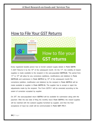 A Short Research on Goods and Services Tax
38 | P a g e
How to File Your GST Returns
Every registered taxable person has t...