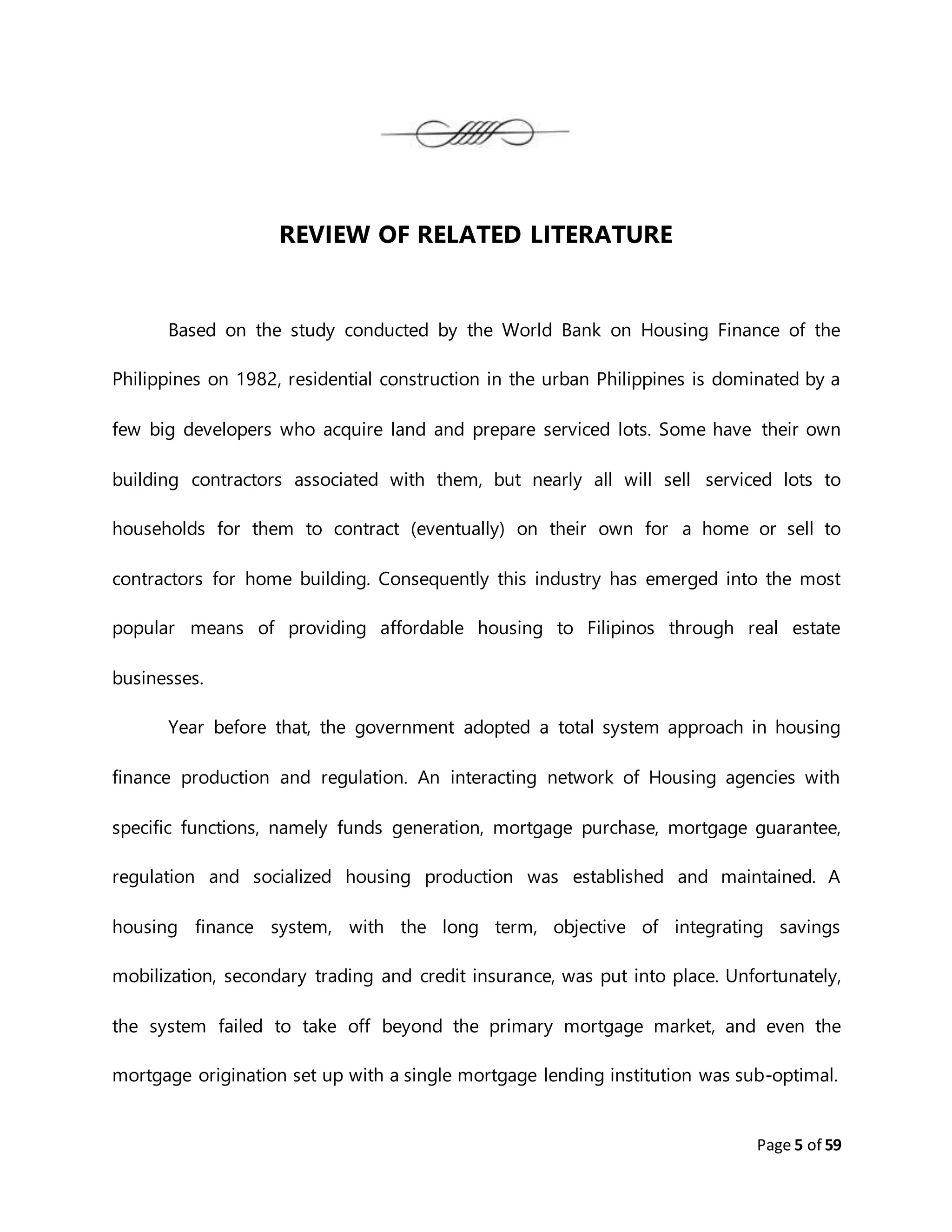 Research report on phil. housing finance sector of Philippines | DOCX