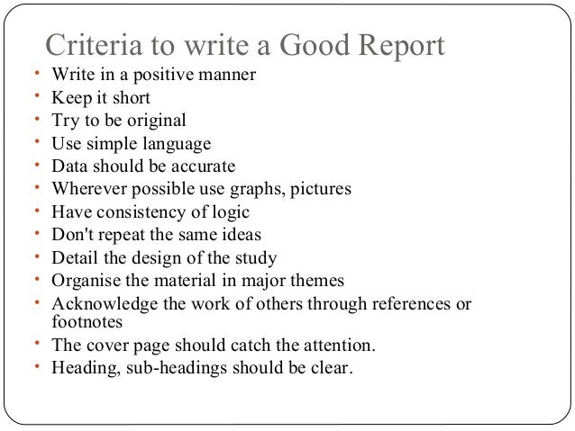 how i write a good report