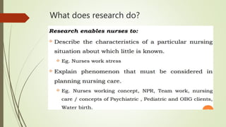 What does research do?
 