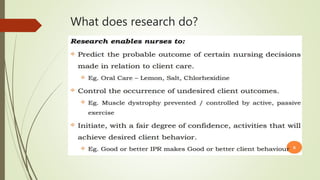 What does research do?
 