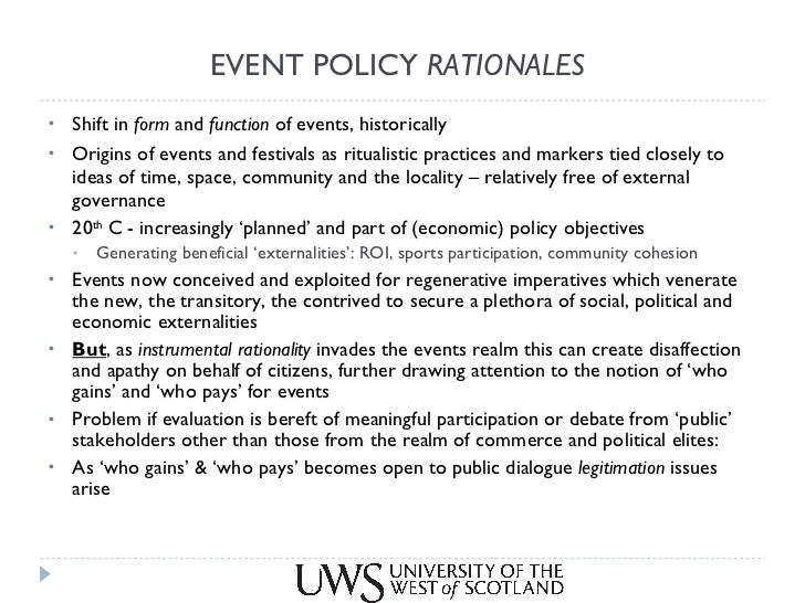 Event policy From Theory to Strategy