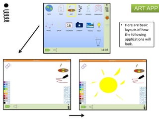 ART APP
• Here are basic
layouts of how
the following
applications will
look.
 