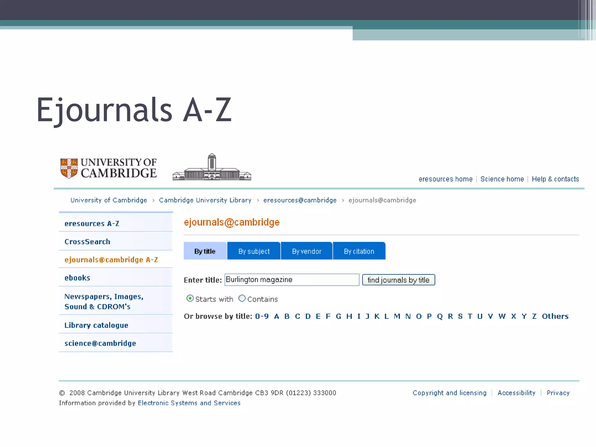 Ejournals A-Z 