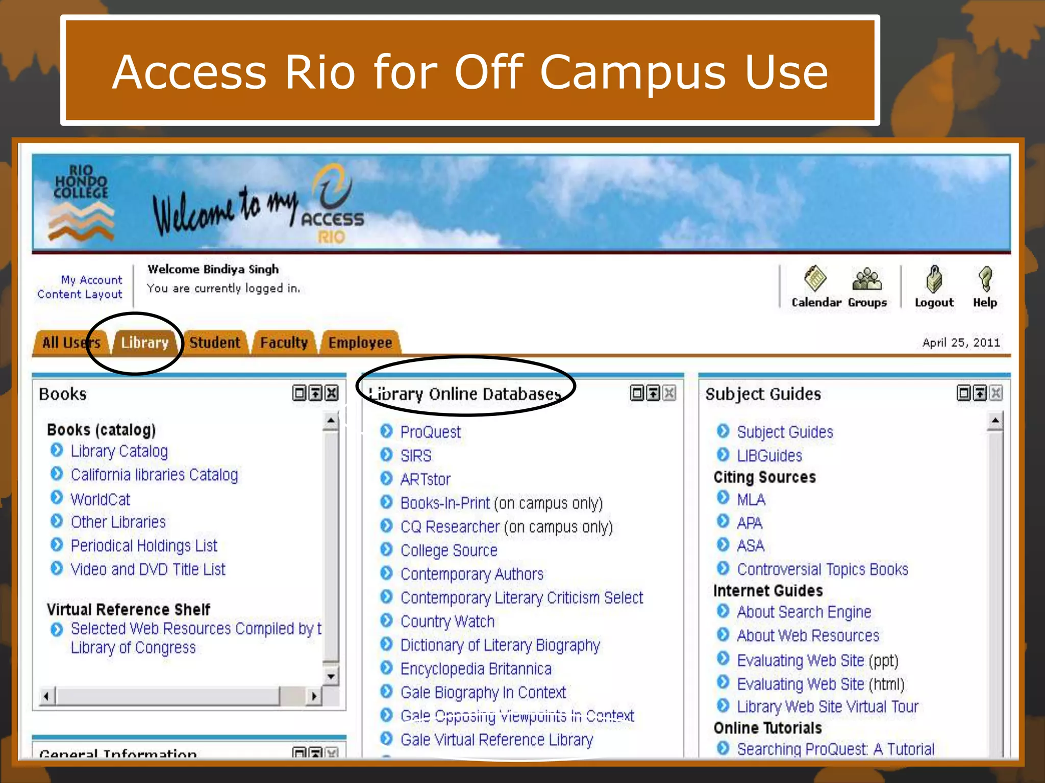 Access Rio for Off Campus Use