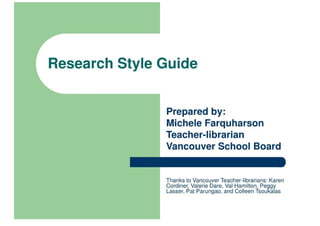 Research Style Guide