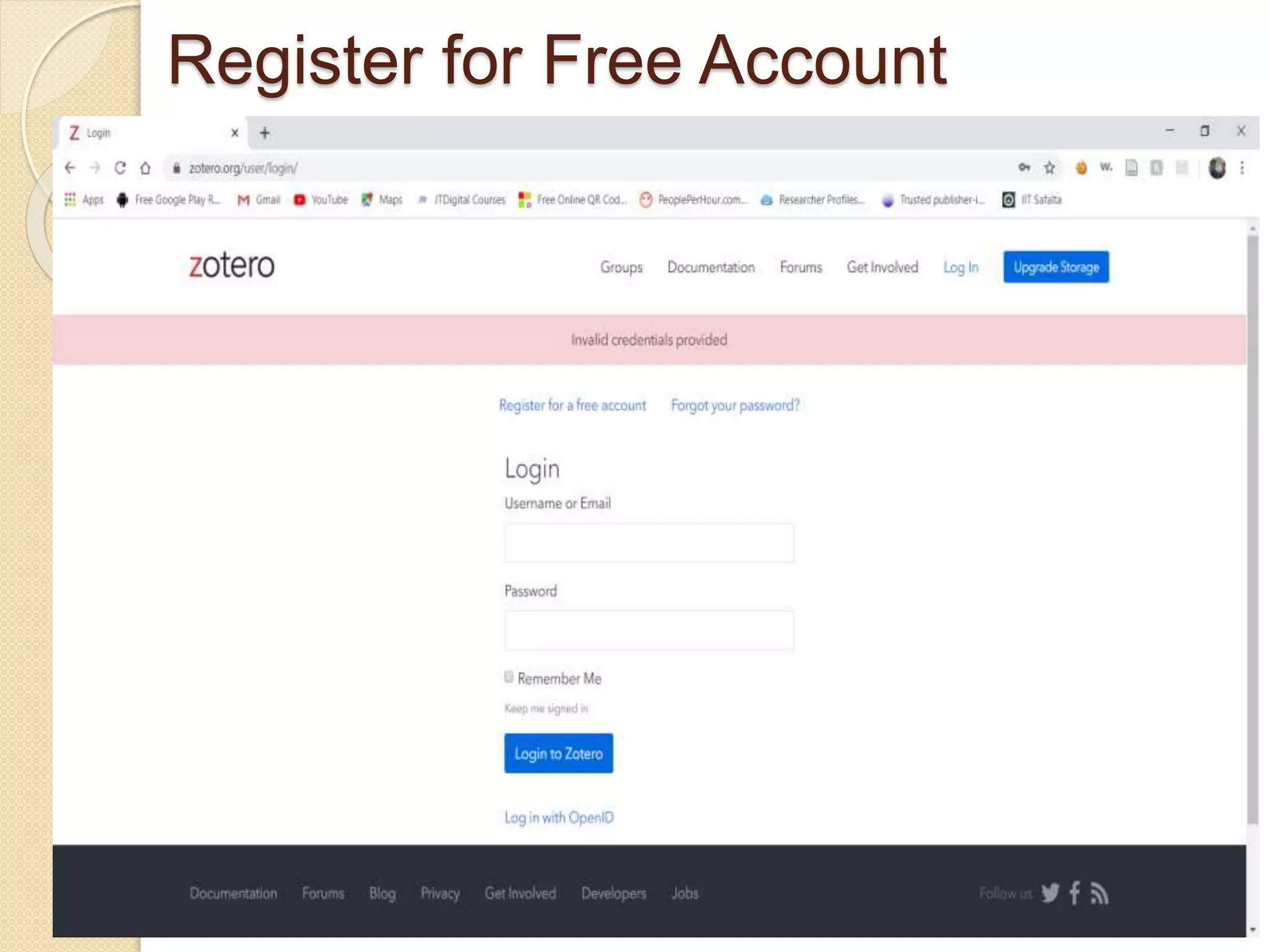 Register for Free Account
 