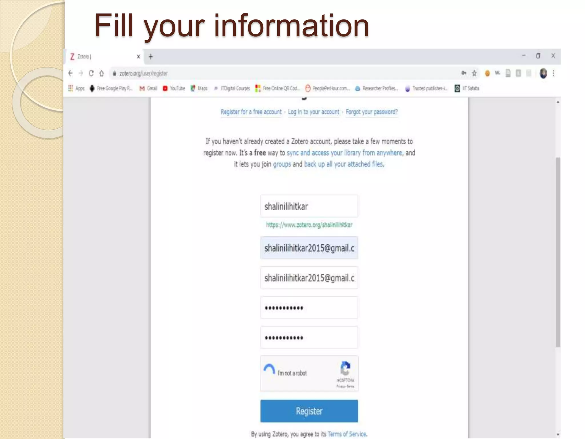 Fill your information
 
