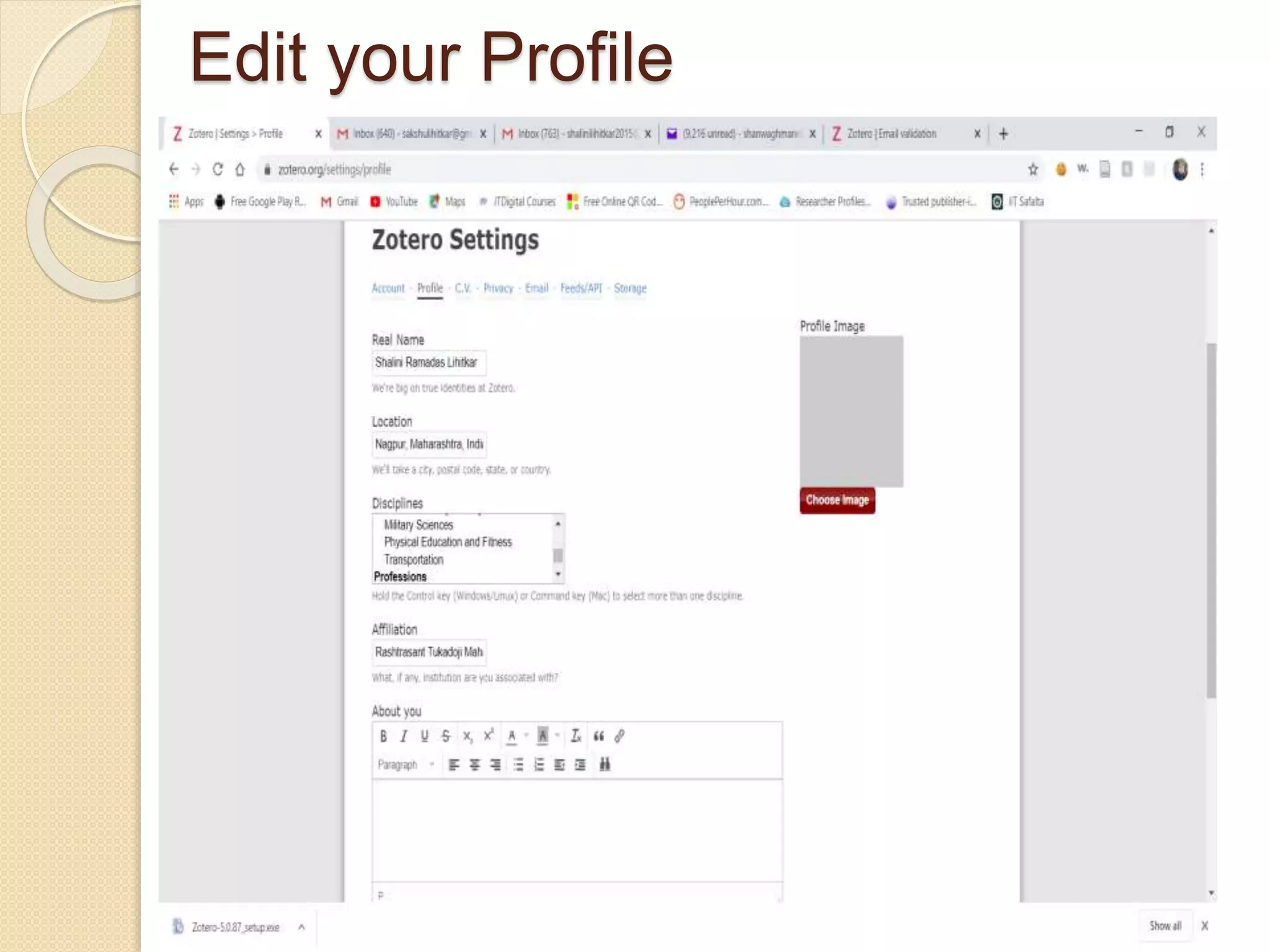 Edit your Profile
 