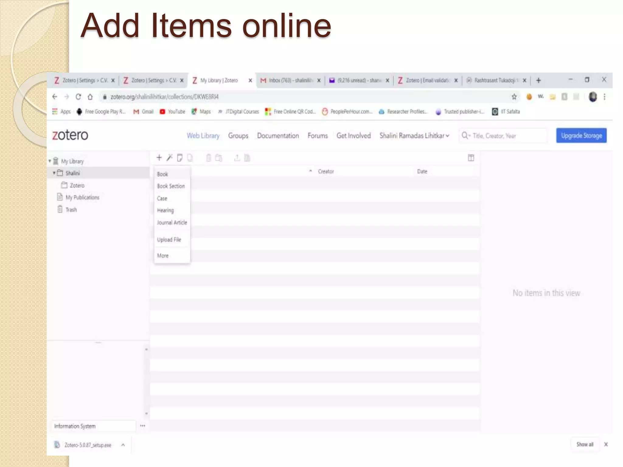 Add Items online
 