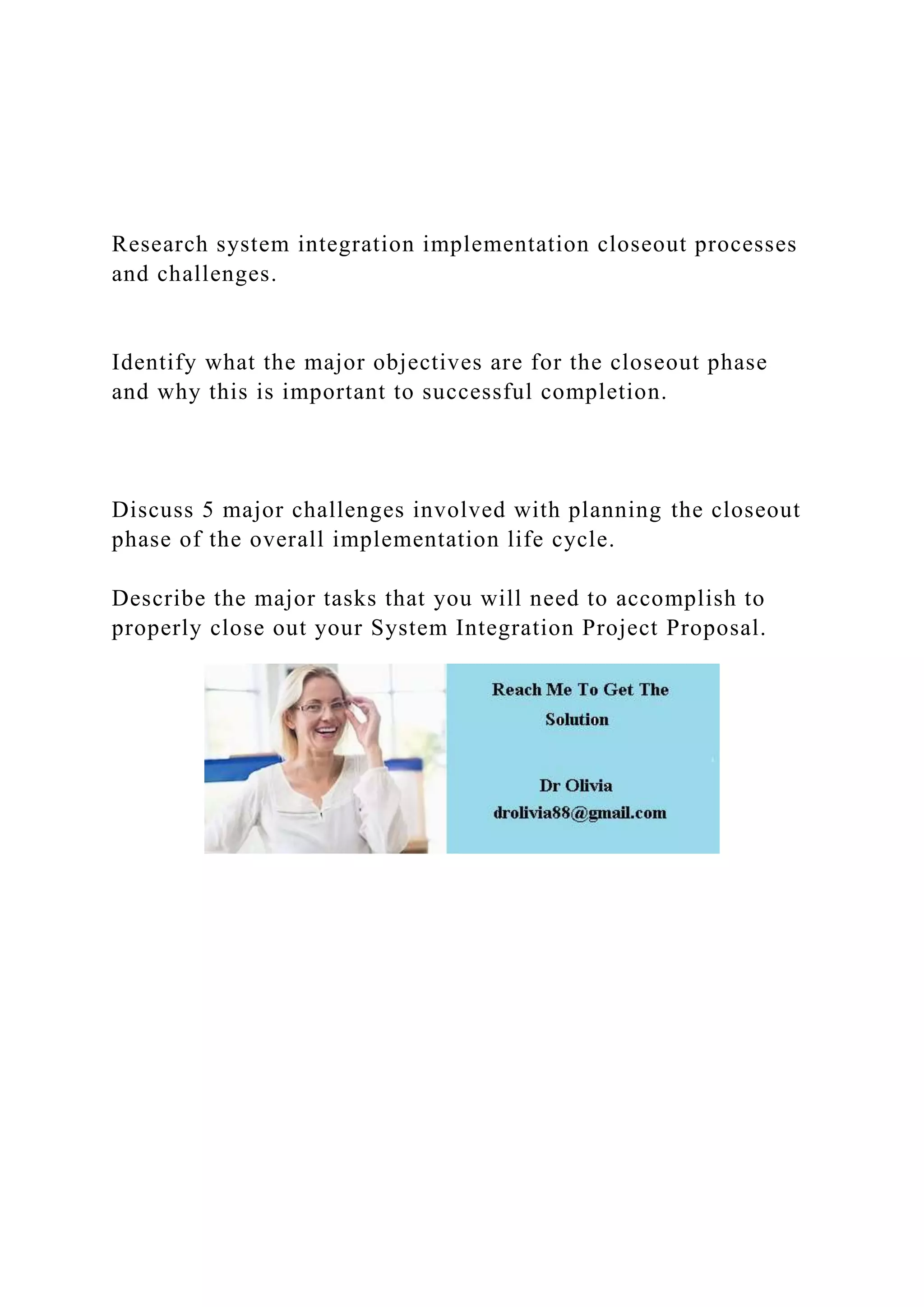 Research system integration implementation closeout processes .docx