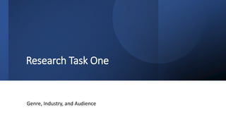 Research Task One
Genre, Industry, and Audience
 