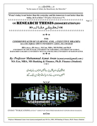 Research Thesis Format | PDF