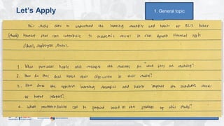 DEPARTMENT OF EDUCATION
Let’s Apply
Write the full Statement of the Problem
• Topic: Study habits of honor students
• Domain: School
• Issue/Problem/Concern: Understanding the learning
strategies and habits that contribute to academic success.
• Kind of Qualitative Research: Phenomenological study
• Methodology
– Research Environment: San Agustin NHS
– Research Participants: 16 SSSS Learners (enrolled, top 2 male
and top 2 female per grade level)
– Research Instrument: Interview, Focus Group Discussions,
Observation
3. Narrowed topic
1. General topic
4. Research question:
What are the learning strategies and habits that
contribute to academic success.
5. Properly constructed question.
Among the SSSS learners, what are their learning
strategies and habits that contribute to academic success?
 