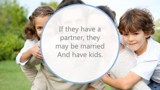 If they have a
partner, they
may be married
And have kids.
 