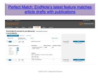 Perfect Match: EndNote’s latest feature matches
article drafts with publications
©2016-2017 Nader Ale Ebrahim
 