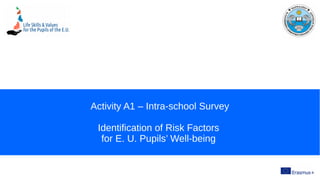 Activity A1 – Intra-school Survey
Identification of Risk Factors
for E. U. Pupils’ Well-being
 