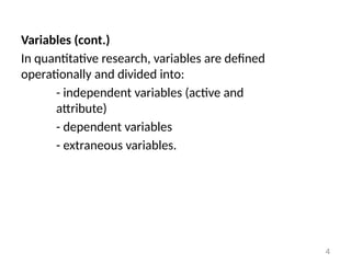 Research variable, Research Problems, and Questions | PPTX