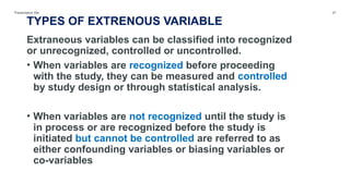 Extrenous Variable Example Understanding Variables in Research: Types, Definitions, and Control | PPTX