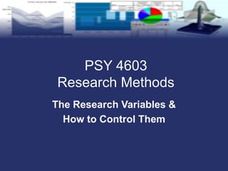 The Research Variables &
How to Control Them
PSY 4603
Research Methods
 