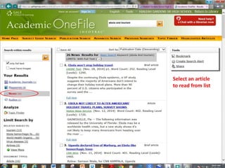 Select an article 
to read from list 
 