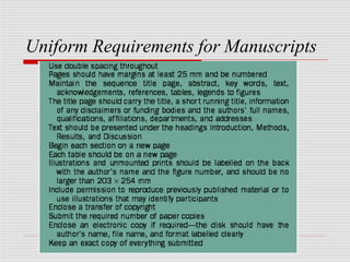 Uniform Requirements for Manuscripts
 
